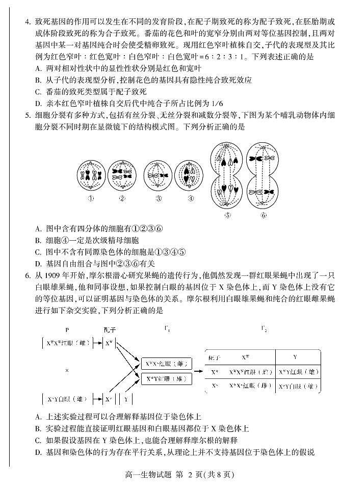 2021临沂兰山区、兰陵县高一下学期期中考试生物试题PDF版含答案第2页