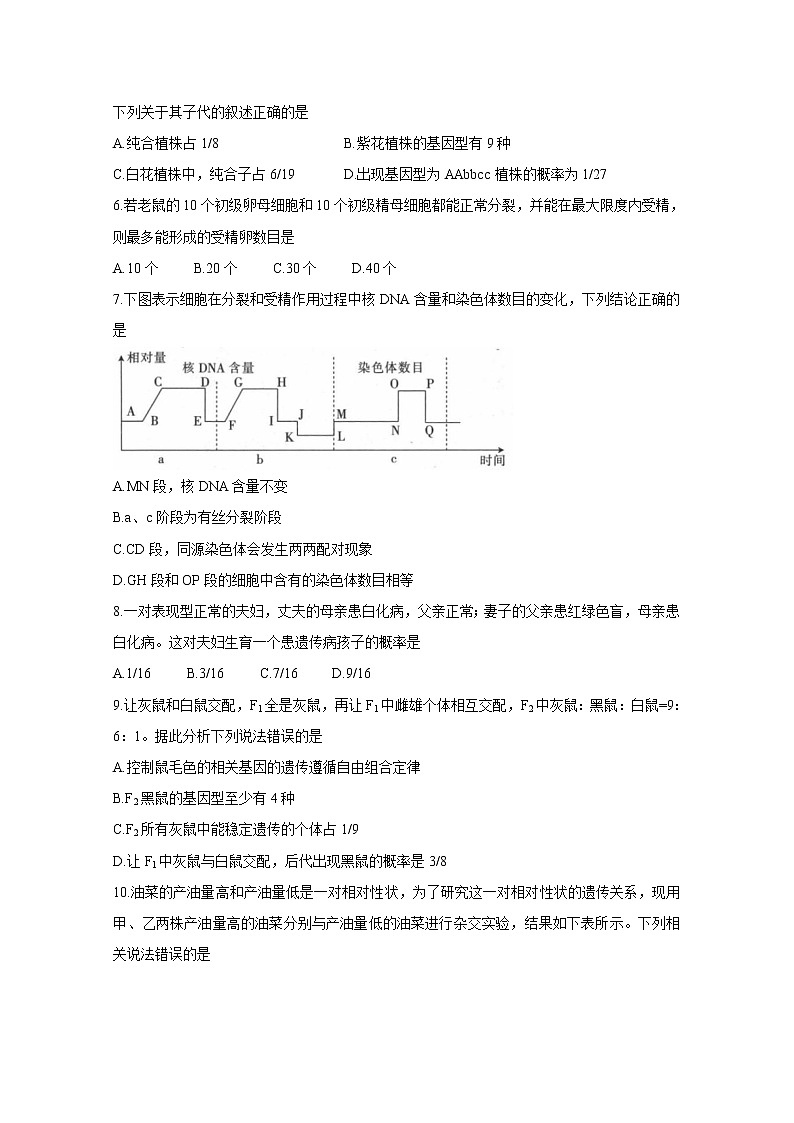 2021河南省“顶尖计划”高一下学期期末联考生物含答案 试卷02