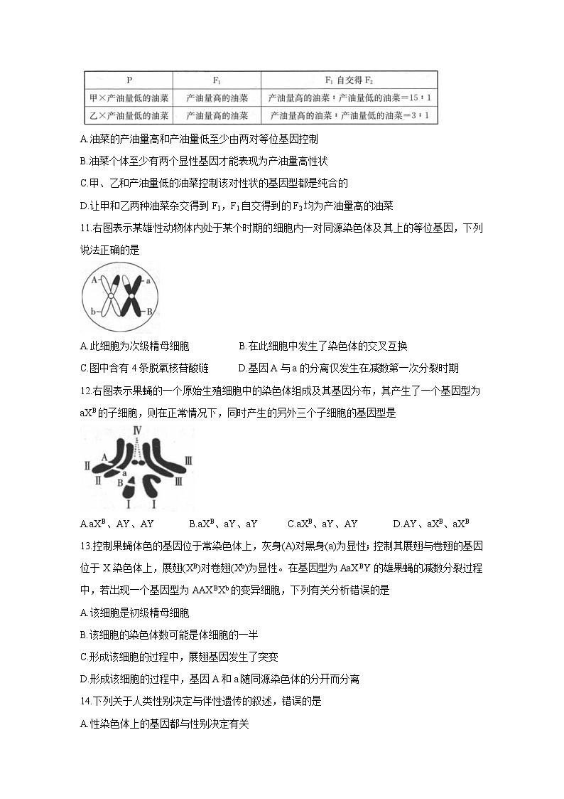 2021河南省“顶尖计划”高一下学期期末联考生物含答案 试卷03