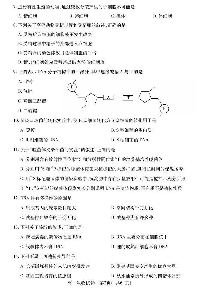 高一生物第2页