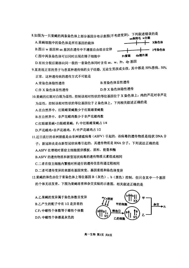 辽宁省锦州市2020-2021学年高一下学期期末考试生物试题（图片版）第3页