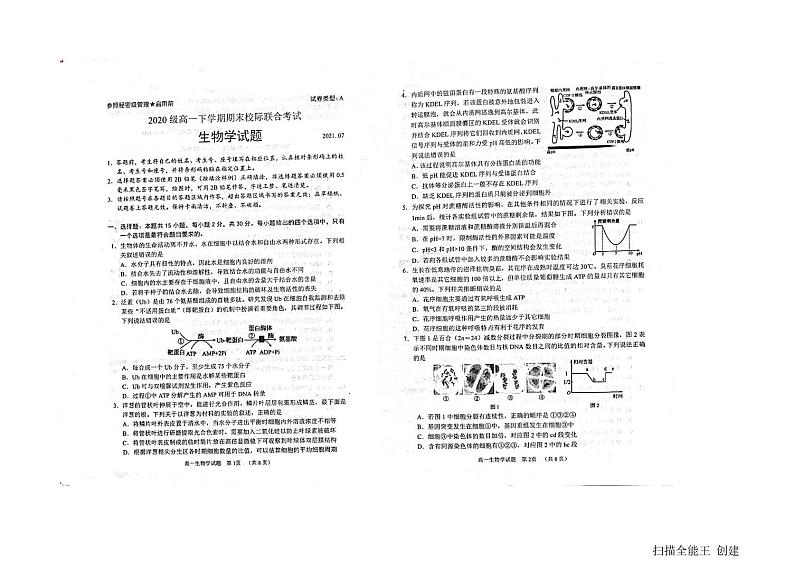 2021日照高一下学期期末校际联合考试生物试题扫描版含答案01