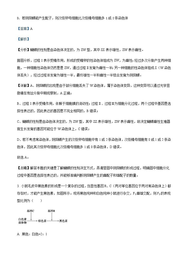 山西省长治第二中学2020-2021学年高一下学期期末考试生物试题含解析第2页