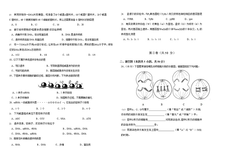 2021-2022学年天津市北京师范大学静海附属学校高一下学期期中考试生物试题含答案第2页