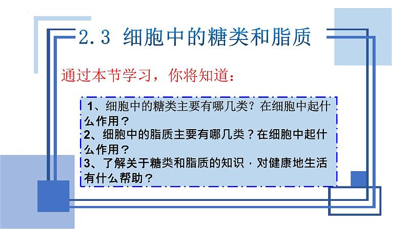 2.3细胞中的糖类和脂质课件2021-2022学年高一上学期生物人教版必修1第2页