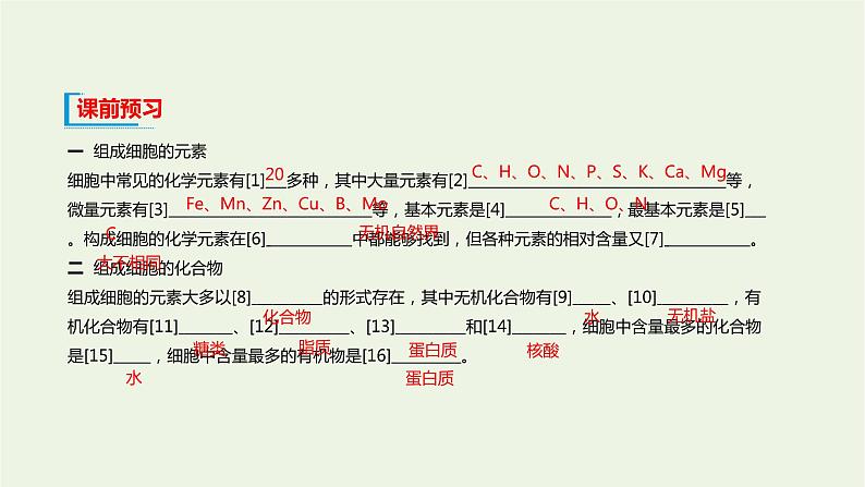 新人教版高中生物必修1第2章组成细胞的分子第1节细胞中的元素和化合物课件04