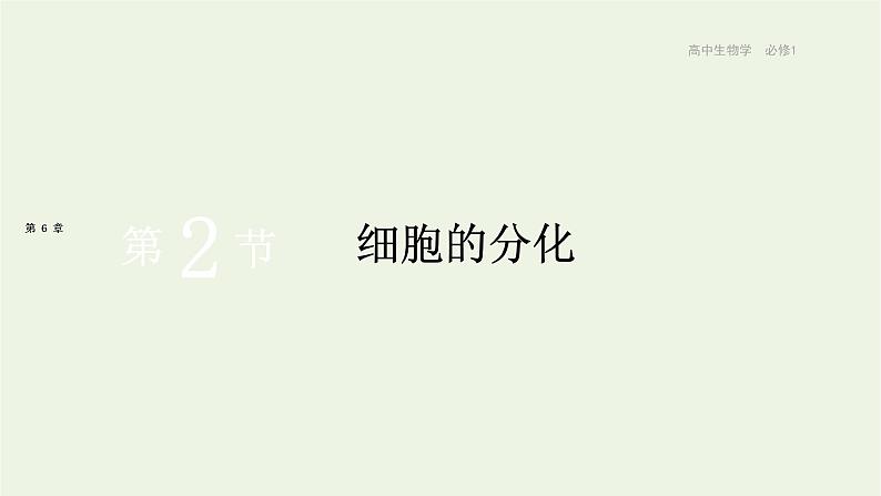 新人教版高中生物必修1第6章细胞的生命历程第2节细胞的分化课件第1页