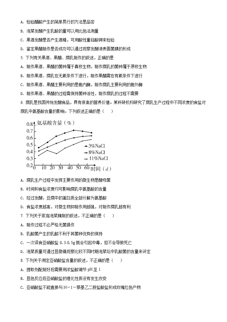 精品解析：四川省内江市六中2021-2022学年高二下期第一次月考生物试题（原卷版）第2页