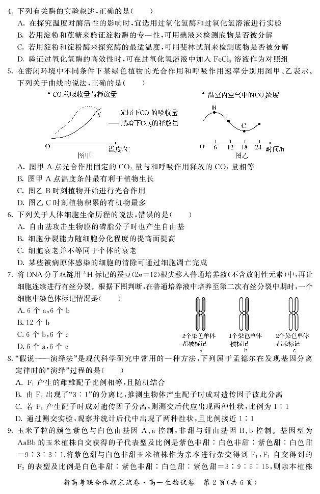 湖北省武汉市新高考联合体2021-2022学年高一下学期期末联考生物试题第2页