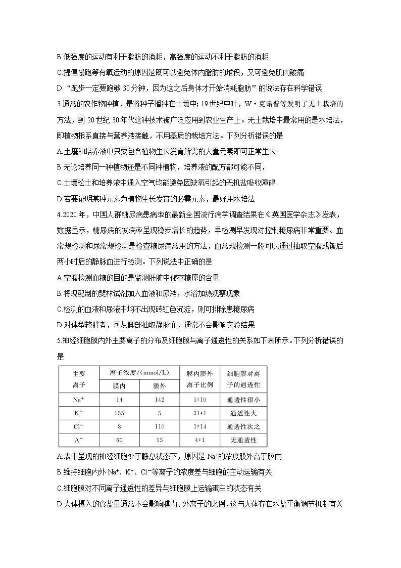 2021广东省（新高考）高三下学期5月卫冕联考生物含解析 试卷02