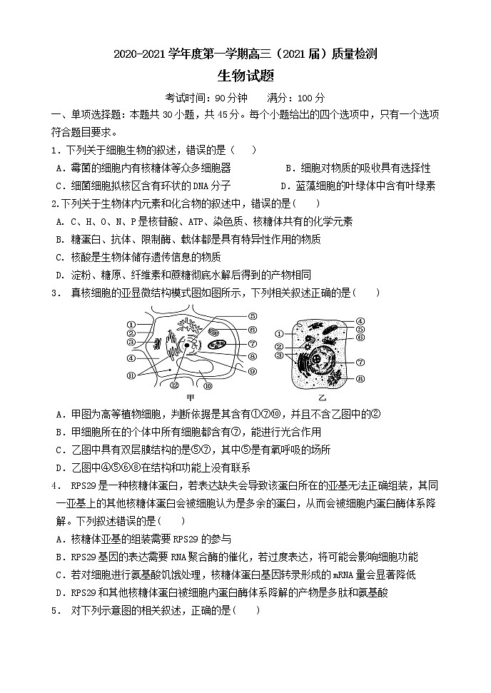 2021级高三10月考生物试卷(1)第1页