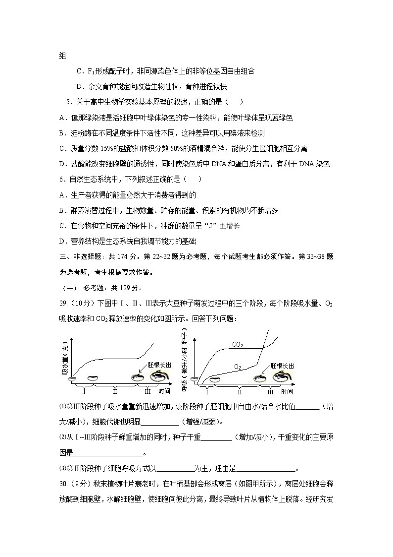 2021省大庆铁人中学高三下学期冲刺模拟考试生物试题（一）含答案02