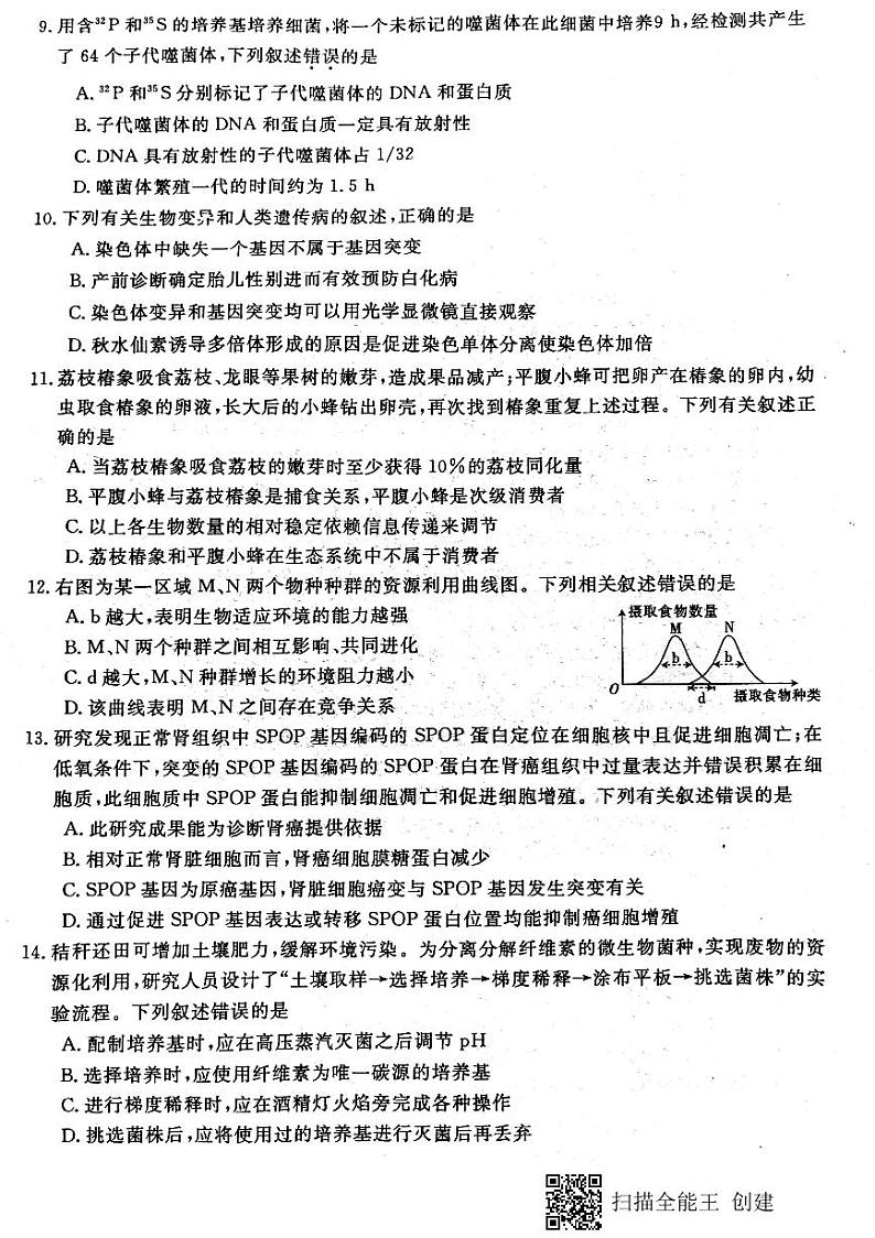 辽宁省2021年高三临门一卷（一）生物试题第3页