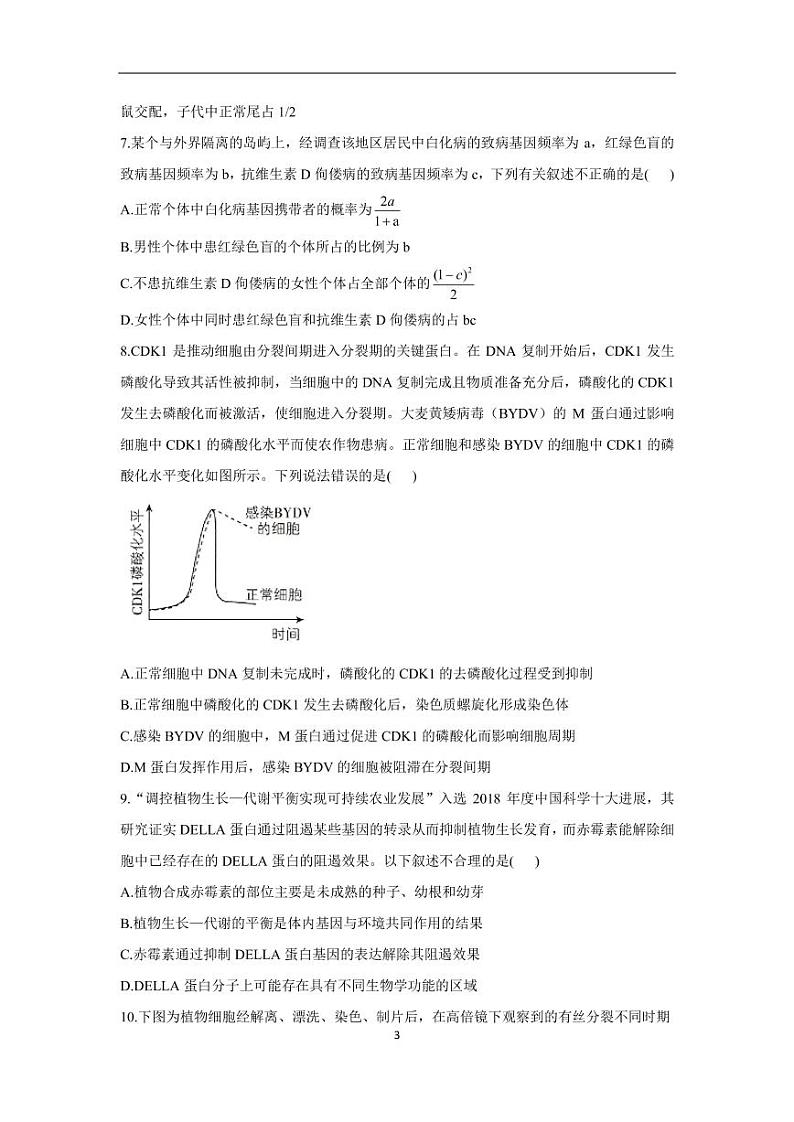 2021宝鸡千阳中学高三下学期5月高考生物预测猜题卷PDF版含答案第3页