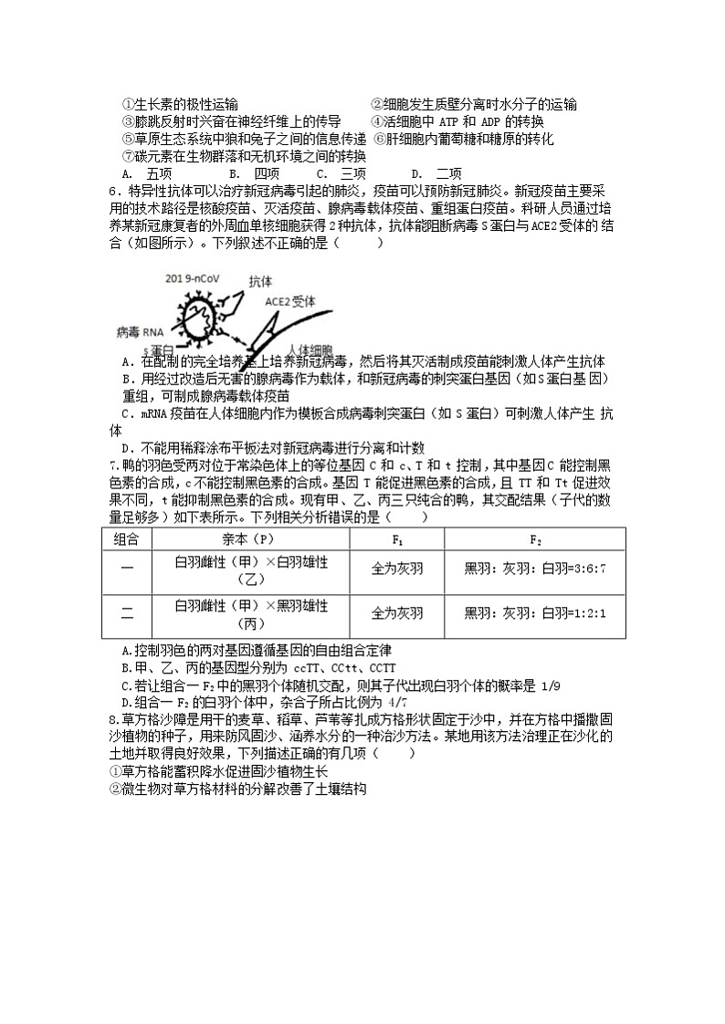 2021天津市一中高三下学期第五次月考生物试题含答案第2页