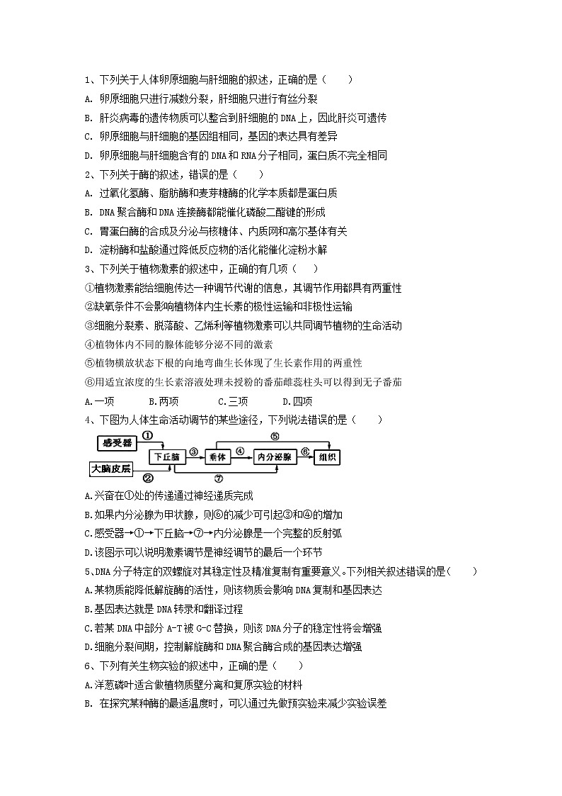 2021宝鸡渭滨区高三下学期高考适应性训练（一）理综-生物试题含答案01