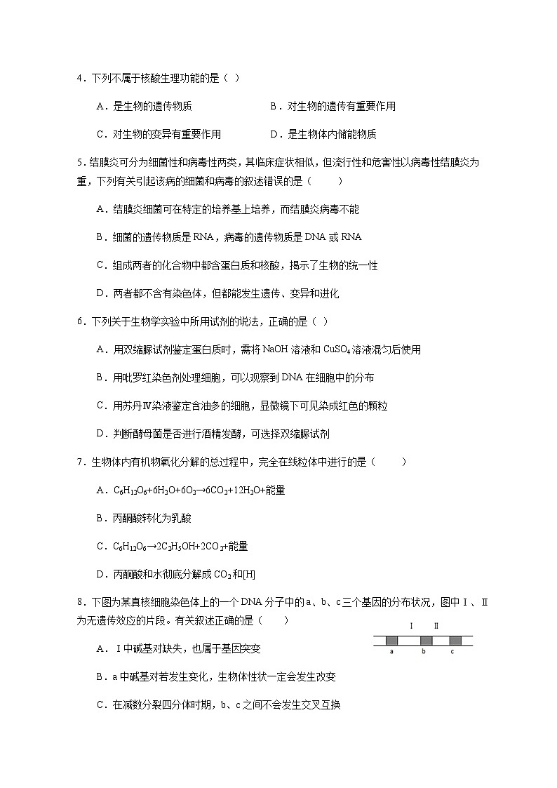 2021哈密十五中高二下学期期末考试生物试卷含答案第2页