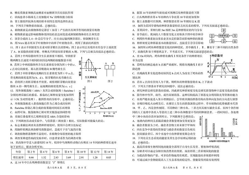 江西省上饶市余干县第三中学、蓝天实验学校2020-2021学年高二下学期第一次月考生物试题（A卷）第2页