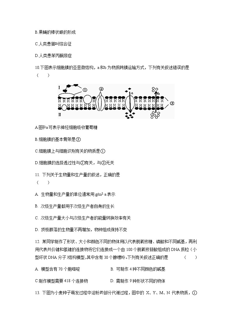 2021浙江省山河联盟学校高二下学期4月月考生物试题含答案第3页