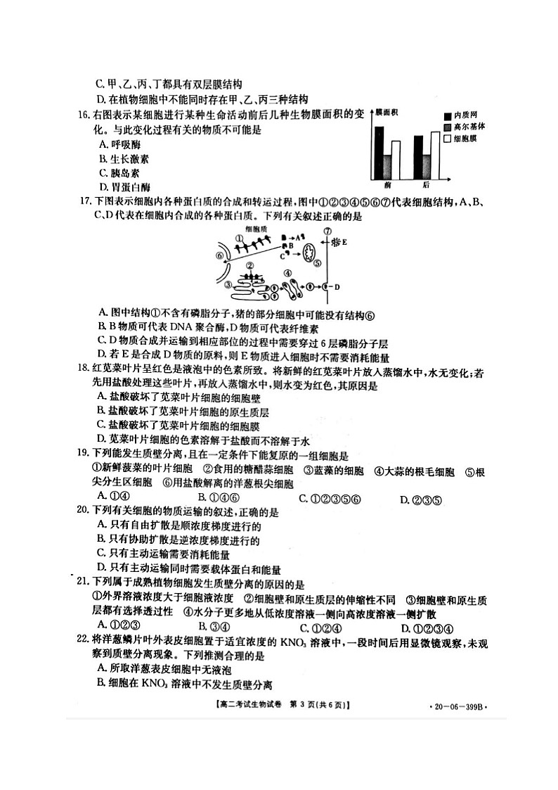 2020辽阳高二下学期期末考试生物试题图片版含答案03