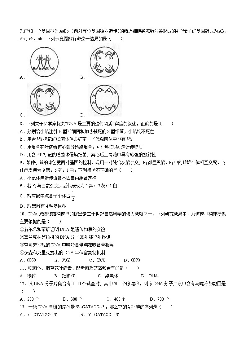 2021泰州中学高一下学期期末考试生物试题含答案02