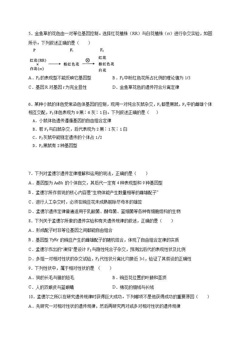 2021安庆九一六学校高一下学期5月月考生物试题含答案02