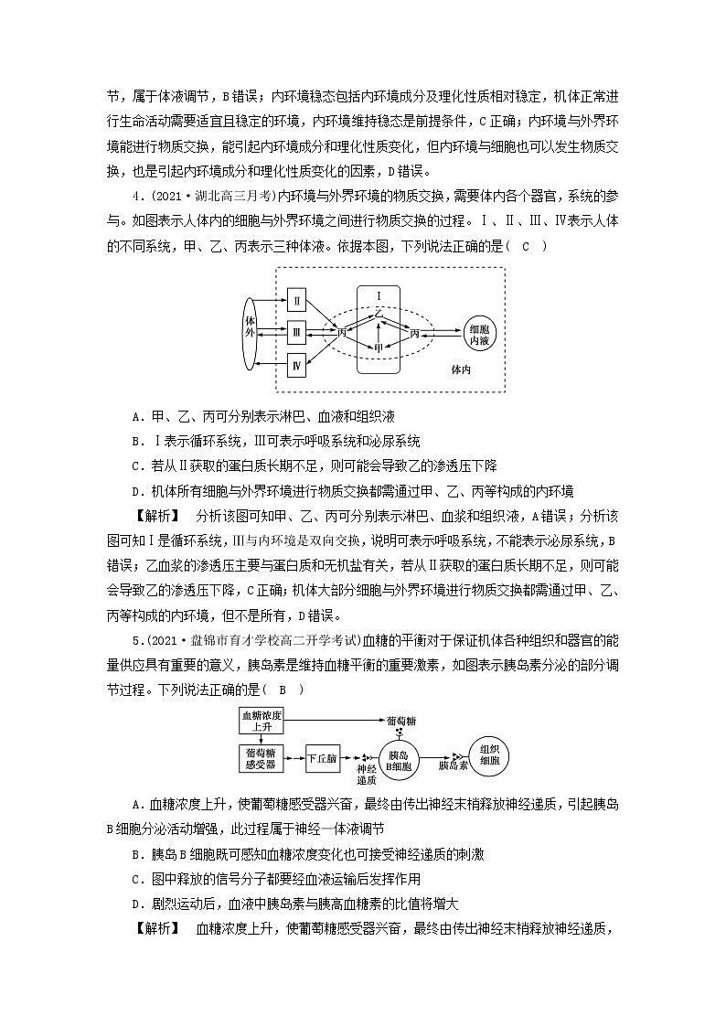 高考生物二轮复习专题跟踪检测8内环境的稳态与免疫调节试题含答案第2页