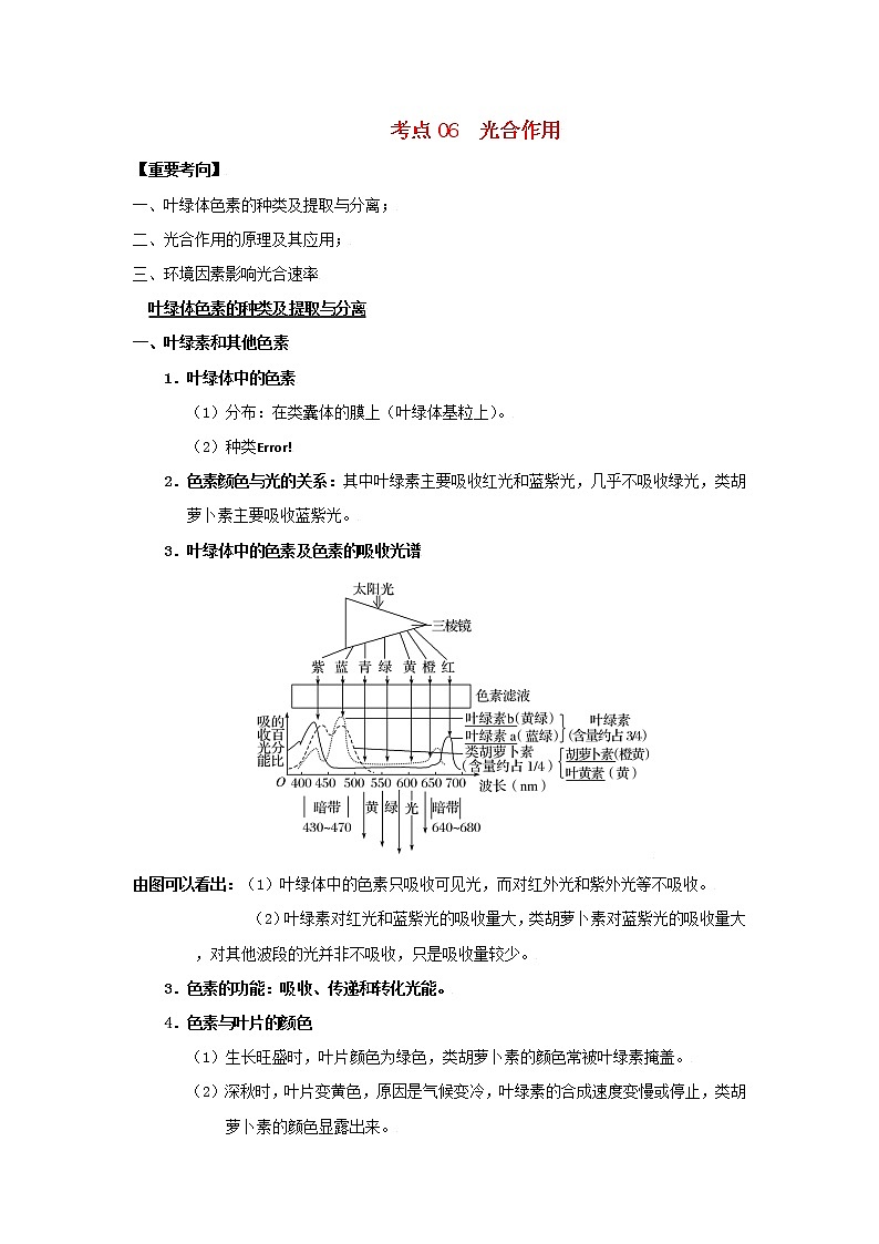 浙江专用高考生物一轮复习考点06光合作用含解析第1页