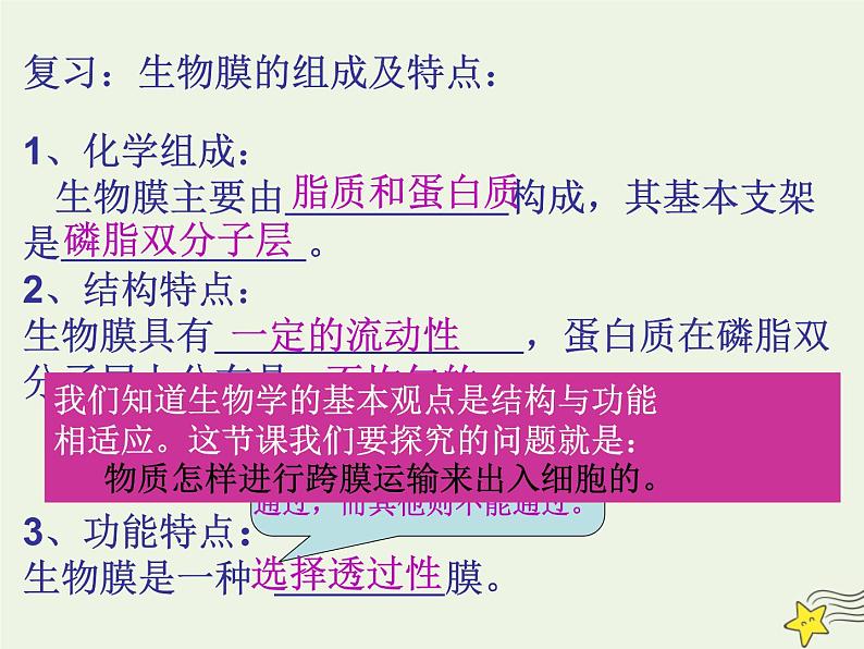 新人教版高中生物必修1第四单元物质跨膜运输的方式课件第2页