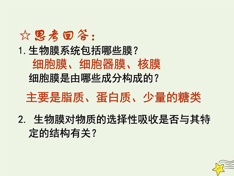 新人教版高中生物必修1第四单元生物膜的流动镶嵌模型课件第2页