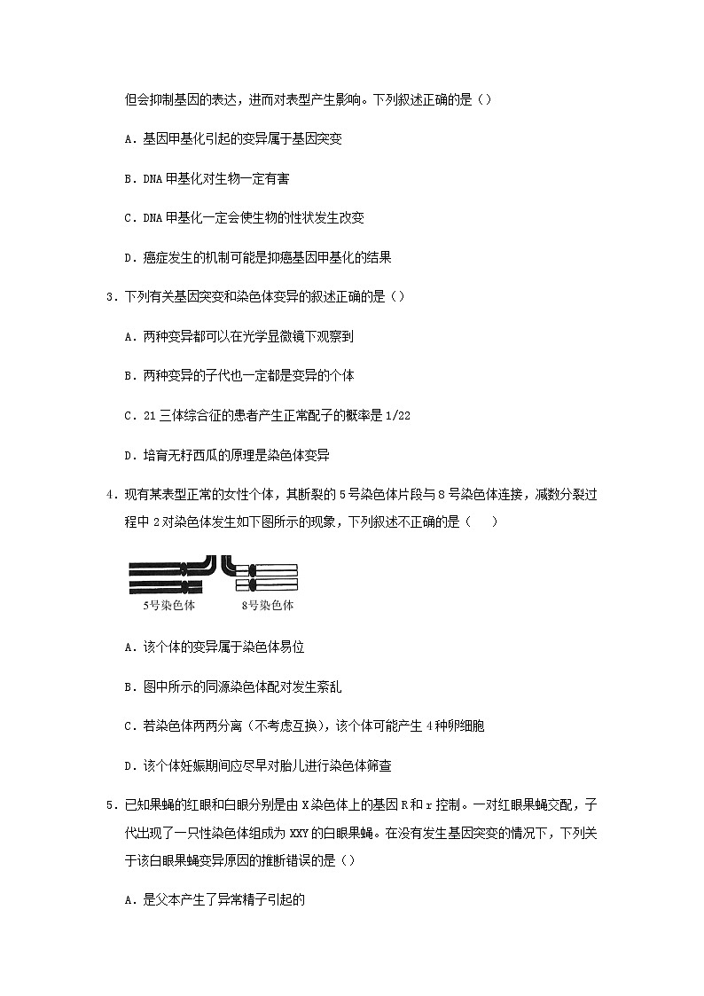新教材高二生物下学期暑假训练6生物的变异育种与进化含答案第2页