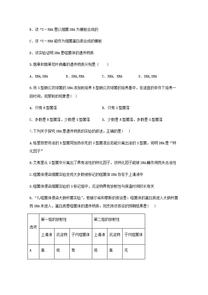高中生物暑假作业06DNA是主要的遗传物质能力提升含解析02