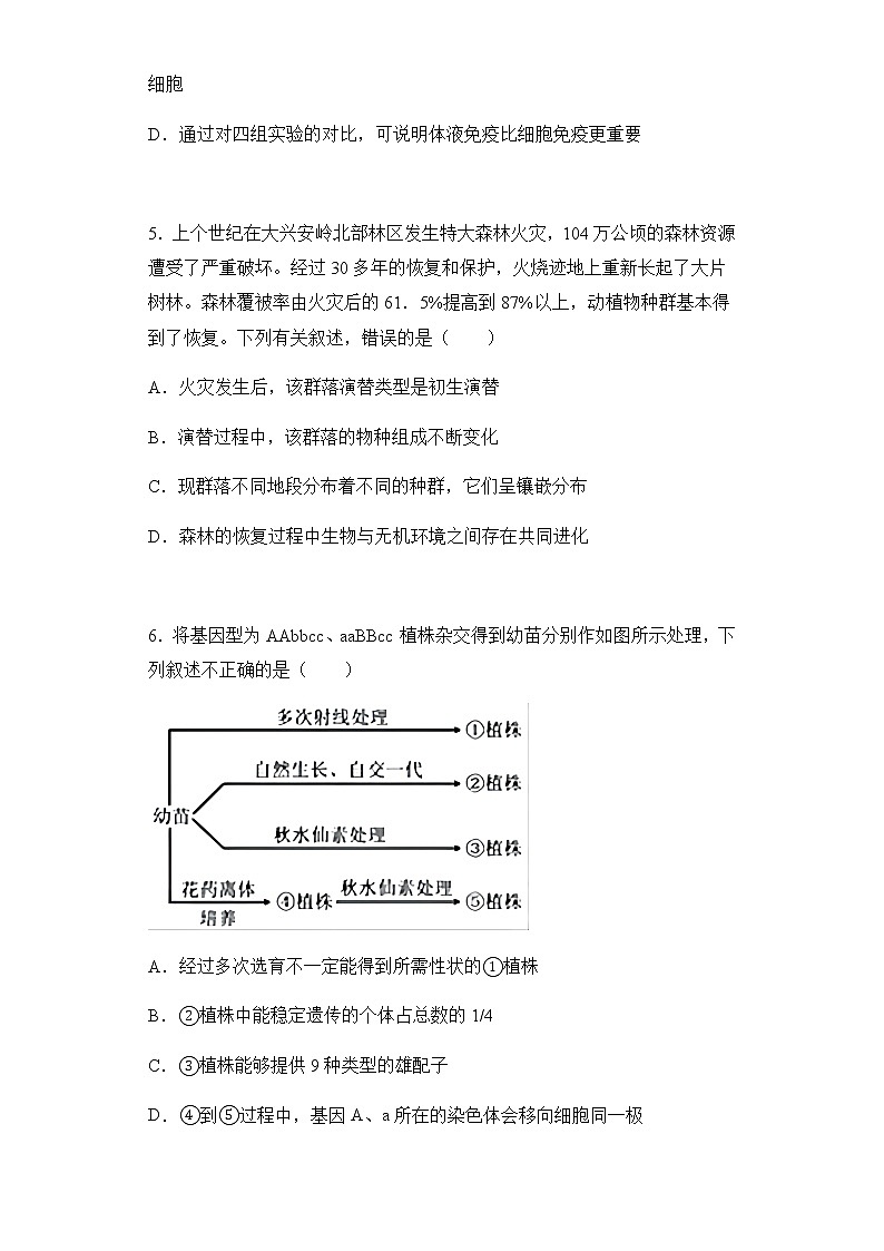 2022届山西省阳泉市高三模拟示范卷理综生物试题（一）含解析03