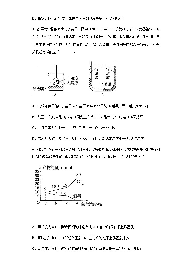2021-2022学年河北省邯郸市大名县一中高三11月月考生物试题含解析02