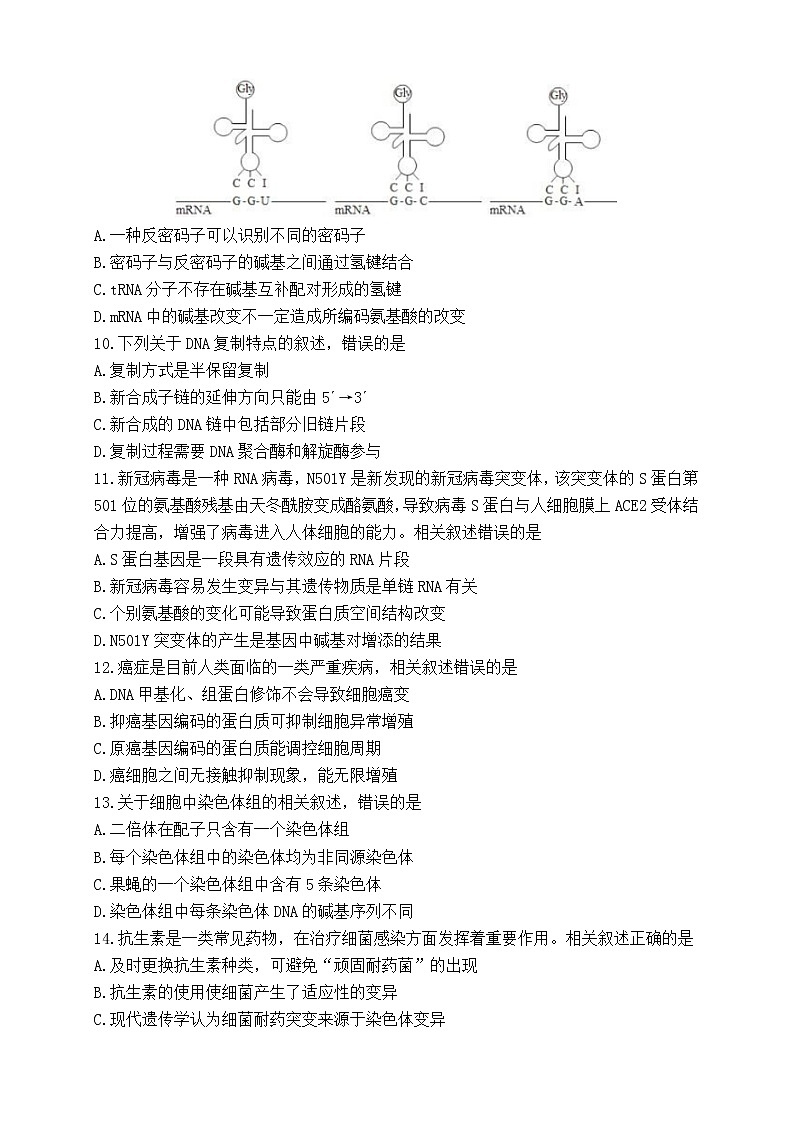 江苏省徐州市2021-2022学年高一第二学期期末生物试卷（含答案）03