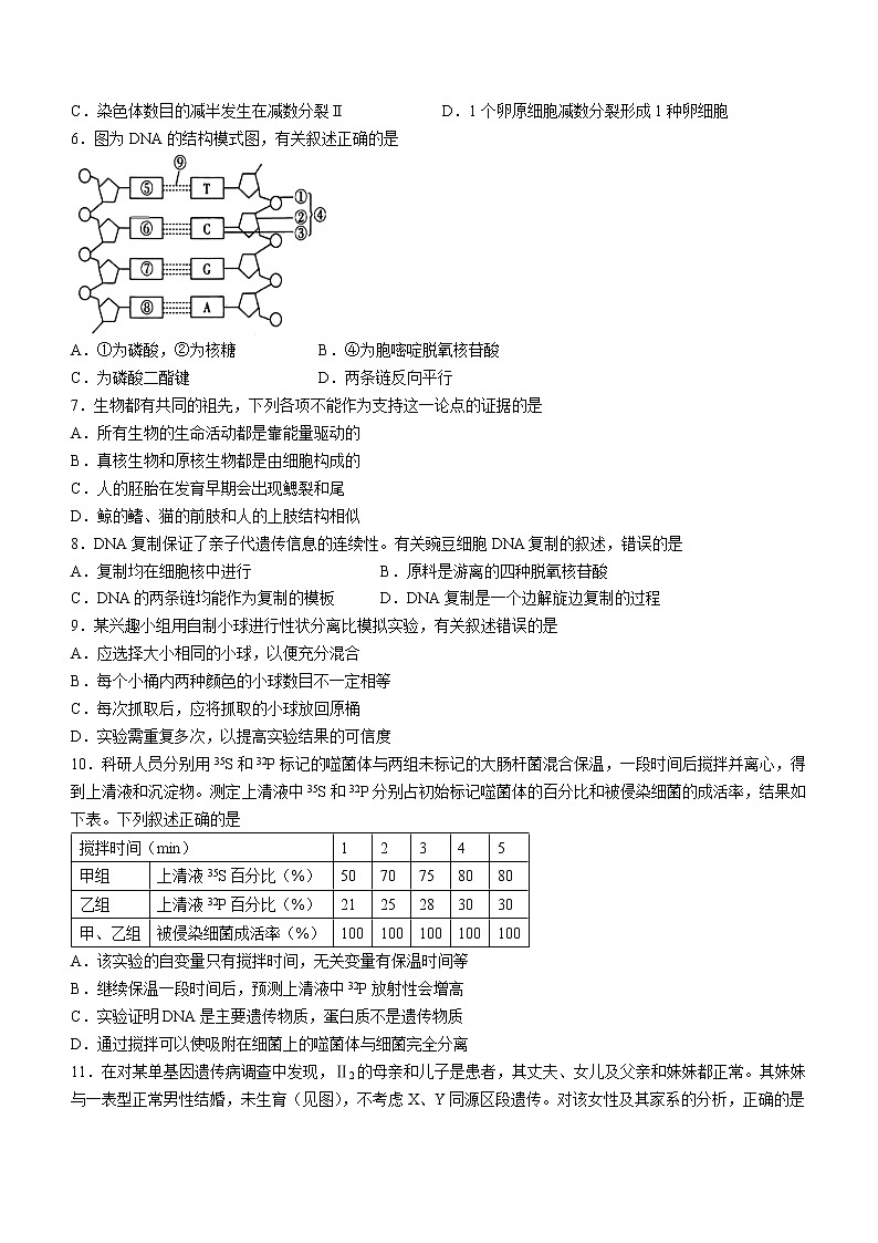 广东省东莞市2021-2022学年高一下学期期末教学质量检查生物试题（Word版含答案）02