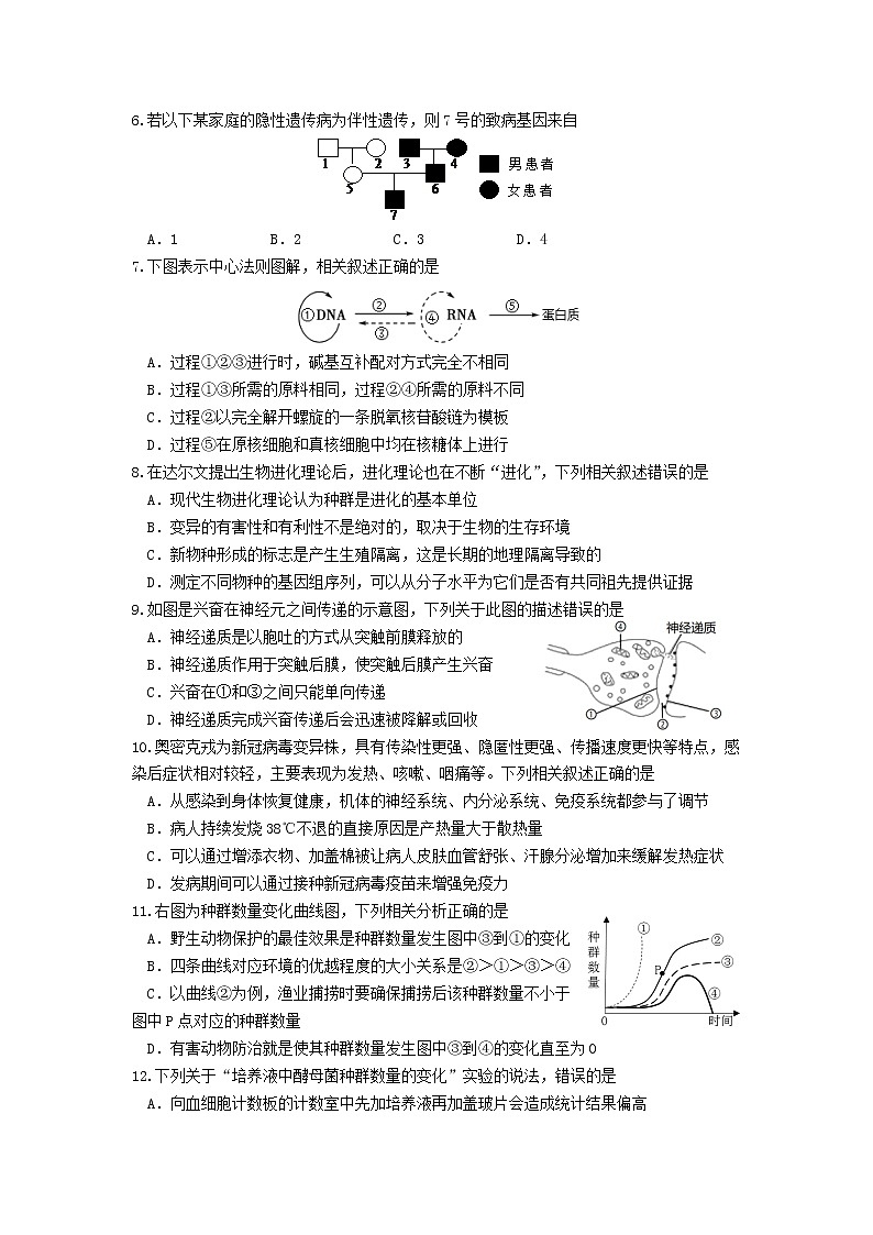 江苏省南京市六校联合体2021-2022学年高二第二学期期末联考生物试题（含答案）02