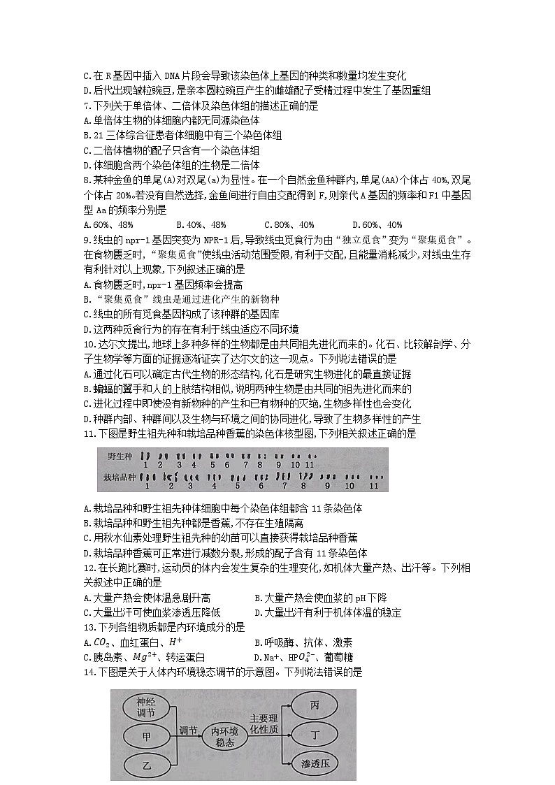 2021-2022学年福建省三明市普通高中高二上学期期末质量检测生物试题含答案02