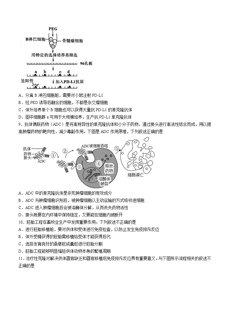 2021-2022学年北京市丰台区高二下学期期中联考生物试题含答案第3页