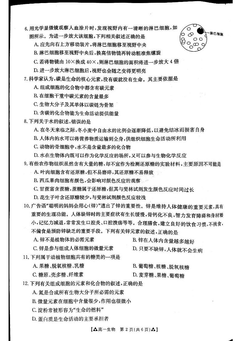 2021-2022学年河南省创新发展联盟高一上学期第一次联考（10月）生物试题 PDF版02
