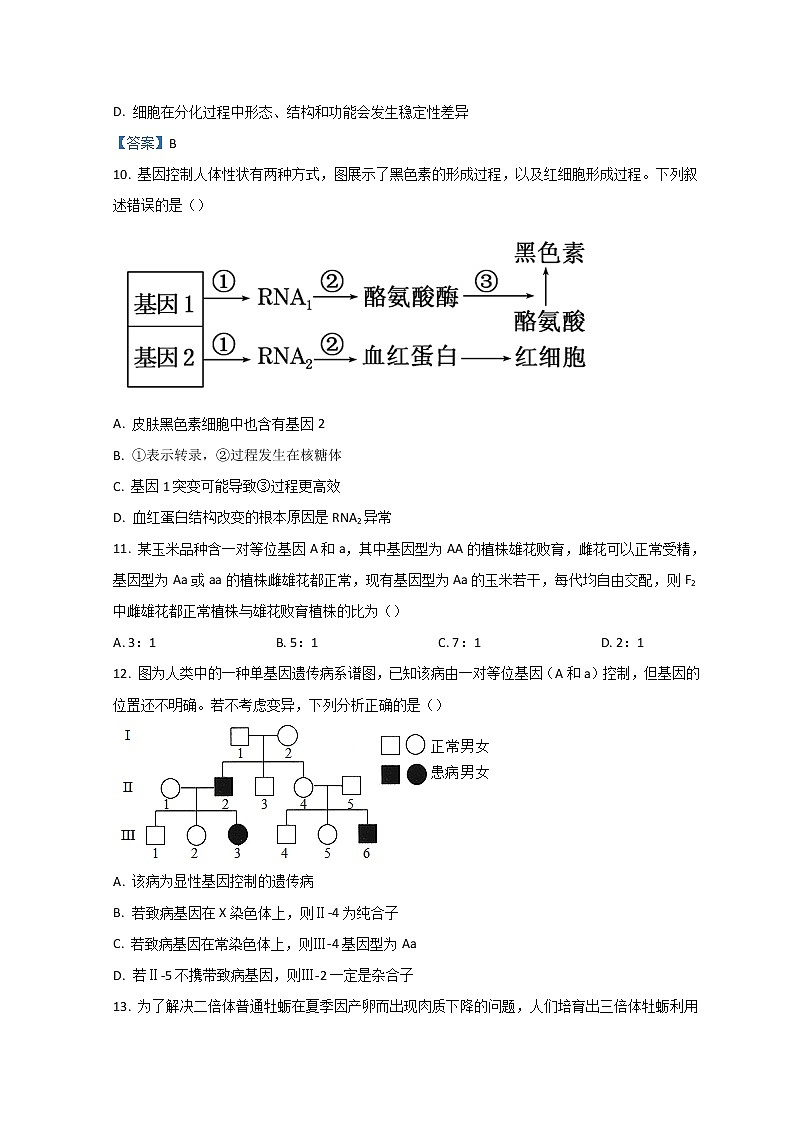 2022柳州高二下学期期末（新高三摸底）考试生物试题含答案第3页