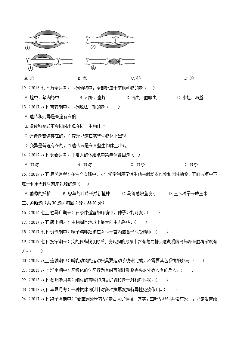 2021秋季高一新生入学分班考试生物卷含解析02