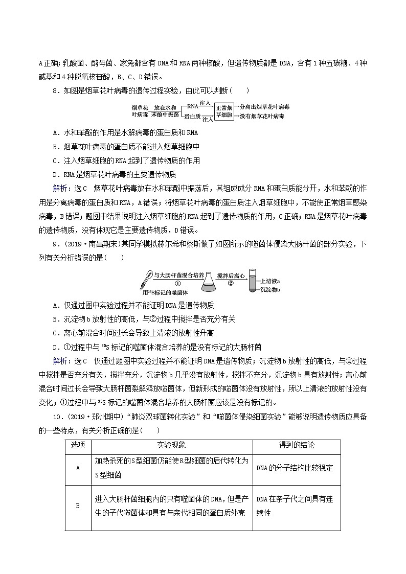 人教版高中生物必修2第1节dna是主要的遗传物质练习含答案03