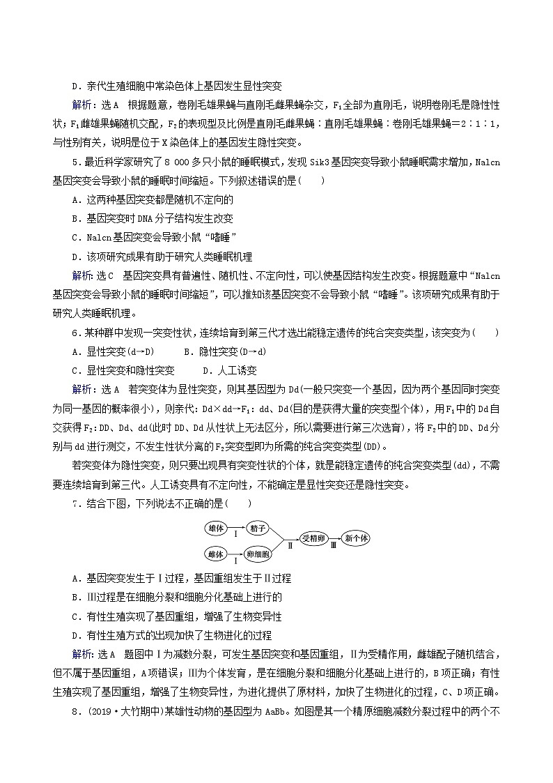 人教版高中生物必修2第5章基因突变及其他变异第1节基因突变和基因重组练习含答案02