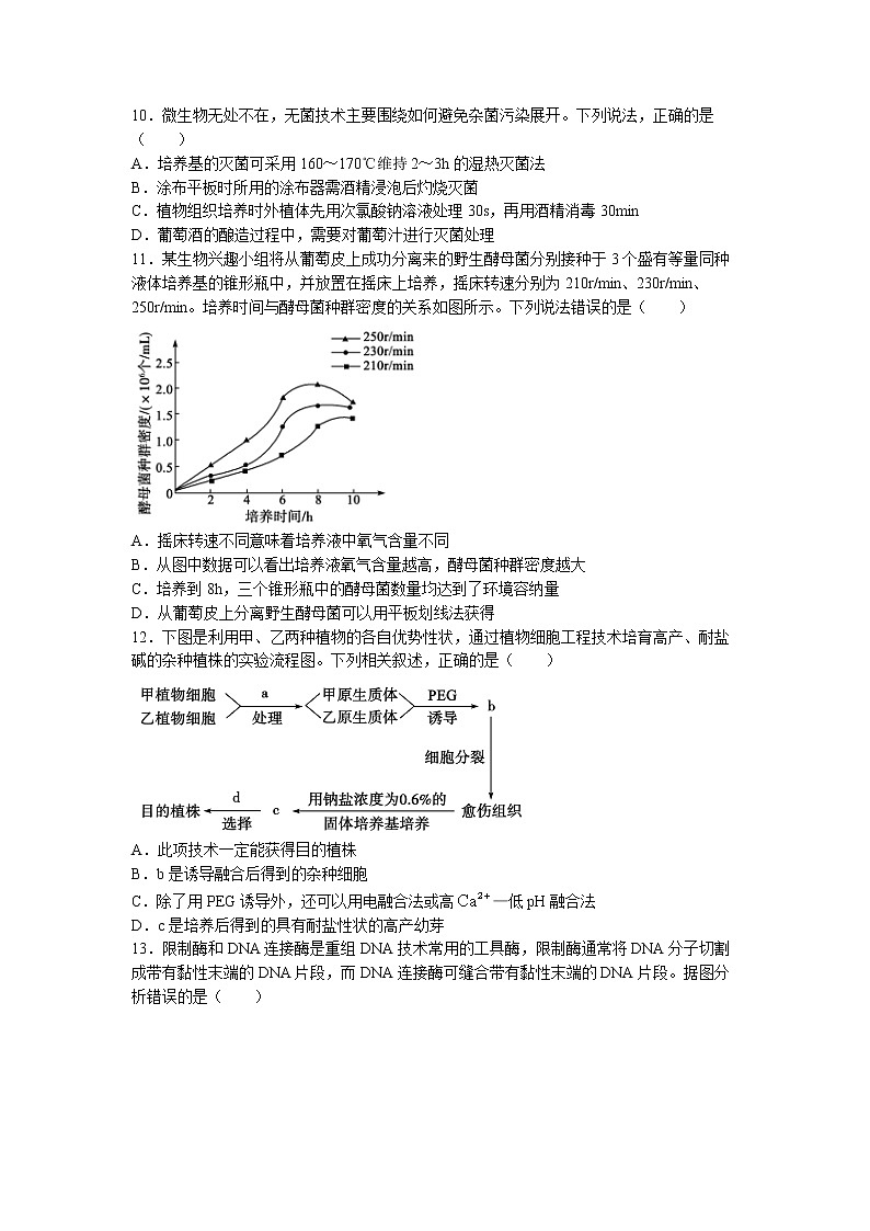 2022枣庄高二下学期期末考试生物试题含答案03