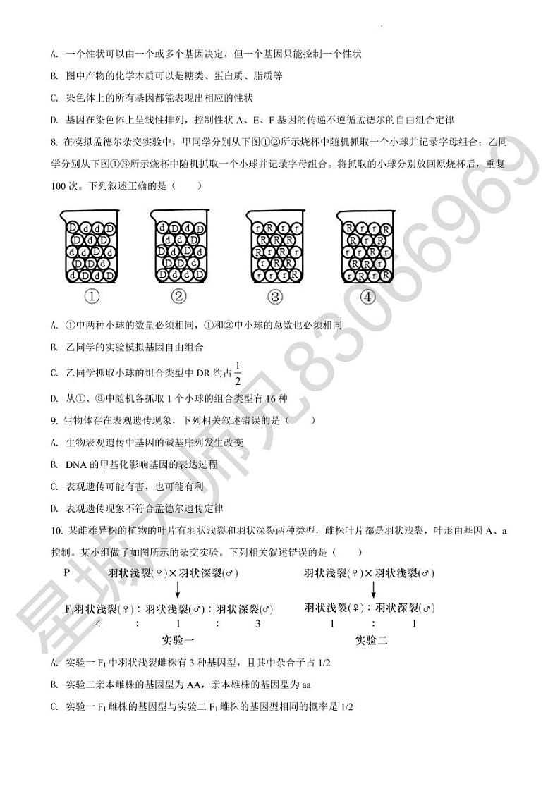 生物试题（长郡高二入学）第3页
