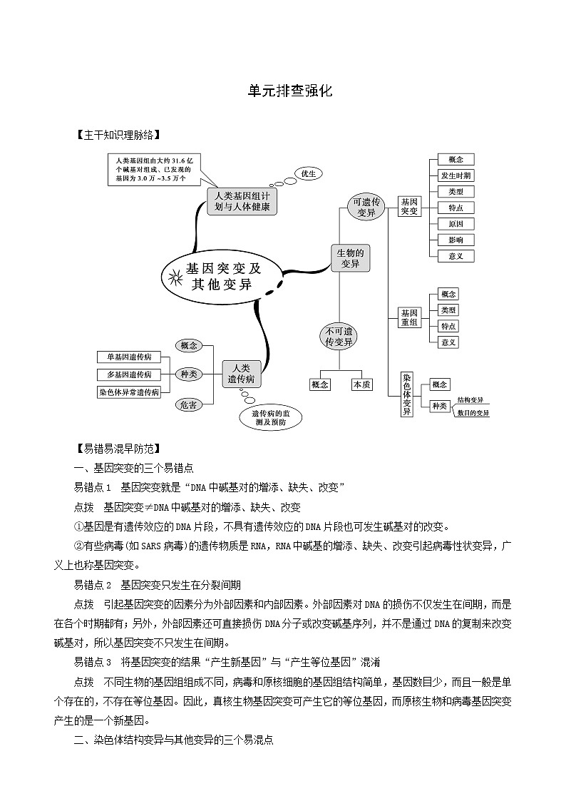 人教版高中生物必修2单元排查强化05练习含答案01