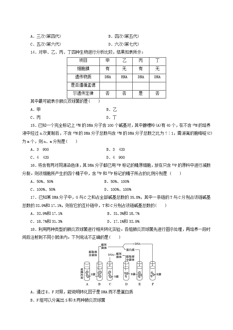 人教版高中生物必修2阶段质量检测3基因的本质含答案03