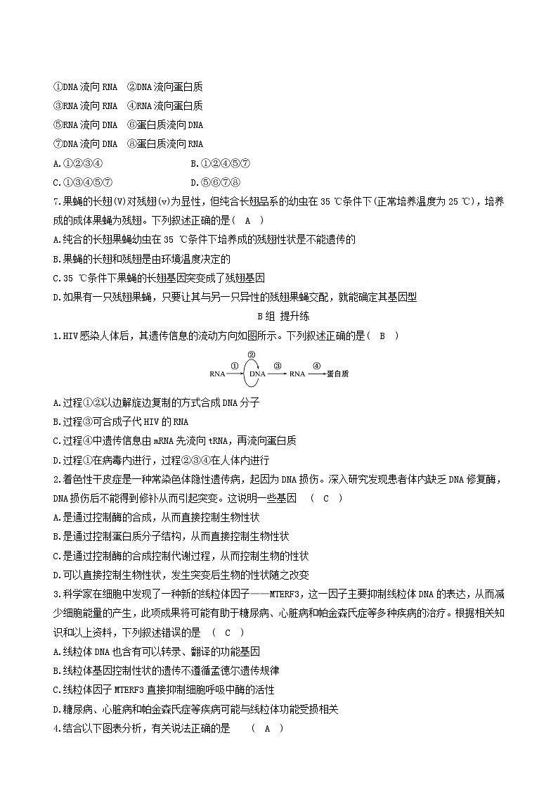 人教版高中生物必修2分层训练4.2基因对性状的控制含答案第2页