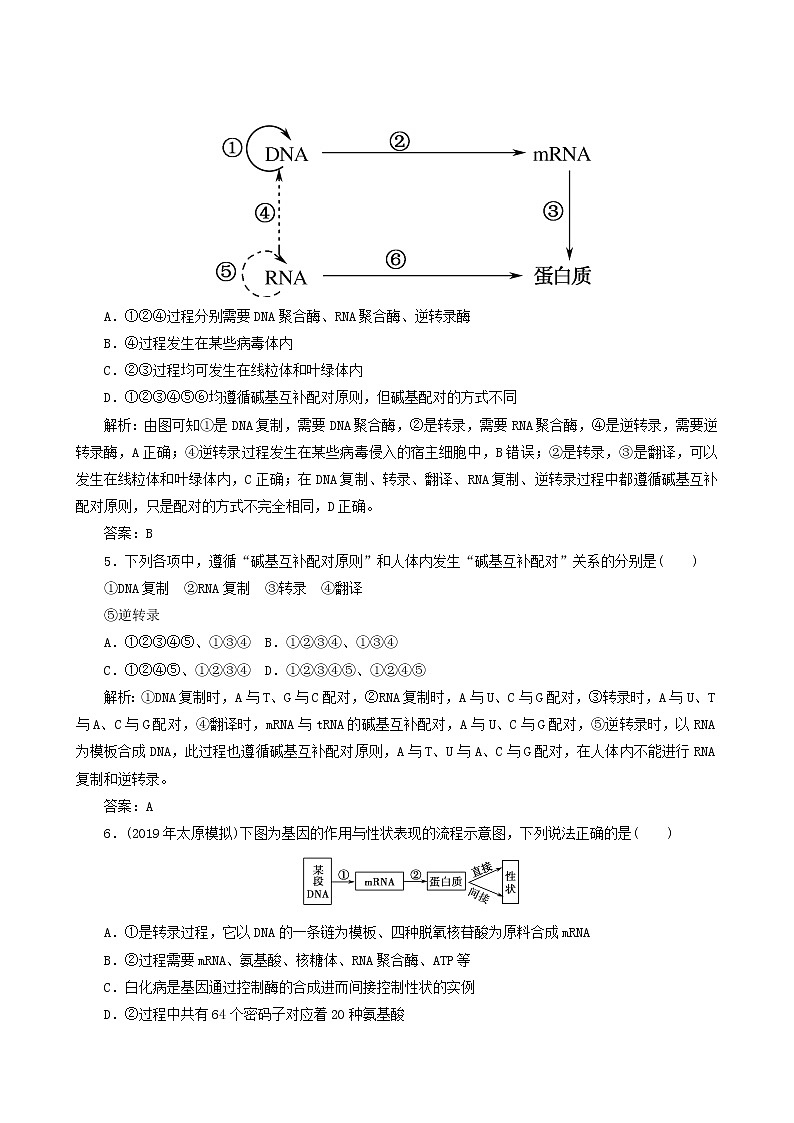 人教版高中生物必修2课时作业11基因对性状的控制含答案02